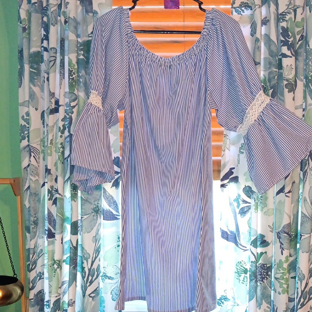 Speed Control Blue and White Striped Dress